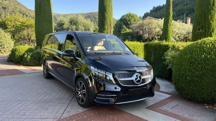 Black Mercedes V-Class with private chauffeur — chauffeur hire in Monaco and on the French Riviera